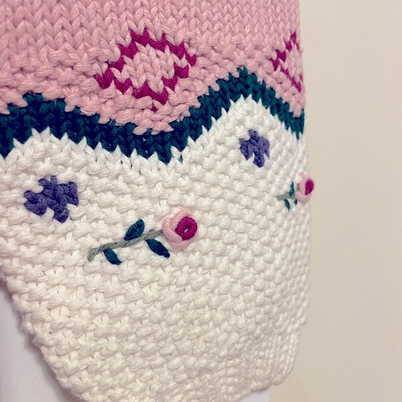 Vintage Nordic Fair Isle oversized knit sweater Canary Island Valentine - Picture 4 of 10